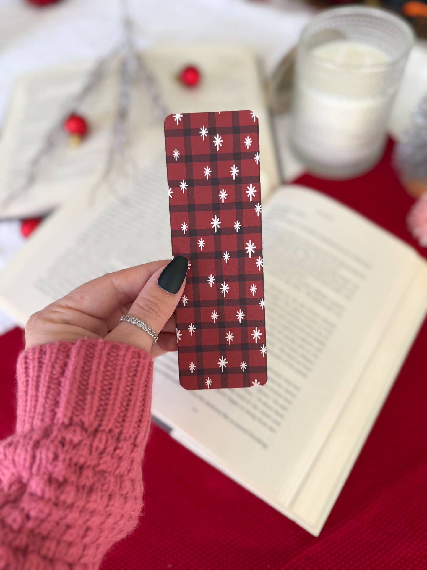 Plaid Snowflakes Bookmark