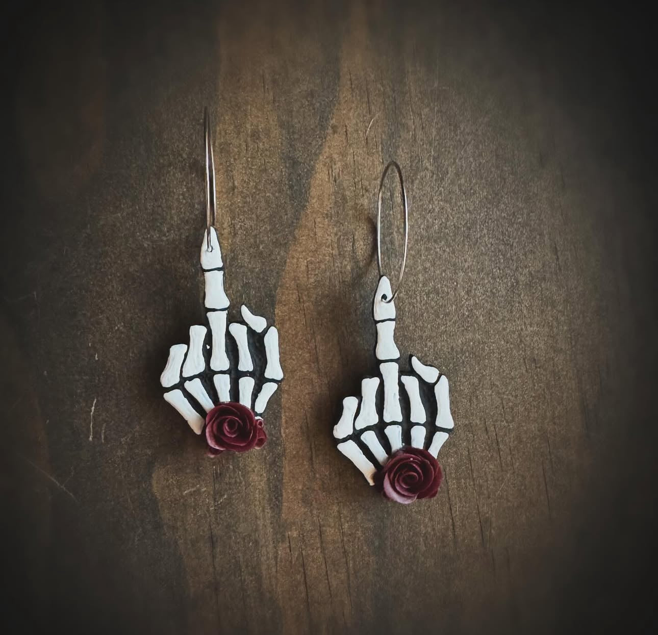 Handmade Polymer Clay Skeleton Earrings
