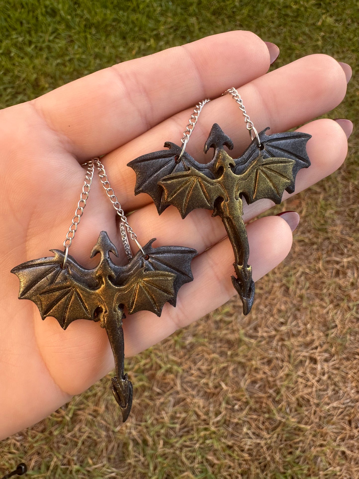 Handmade Polymer Clay Fourth Wing-Inspired Earrings