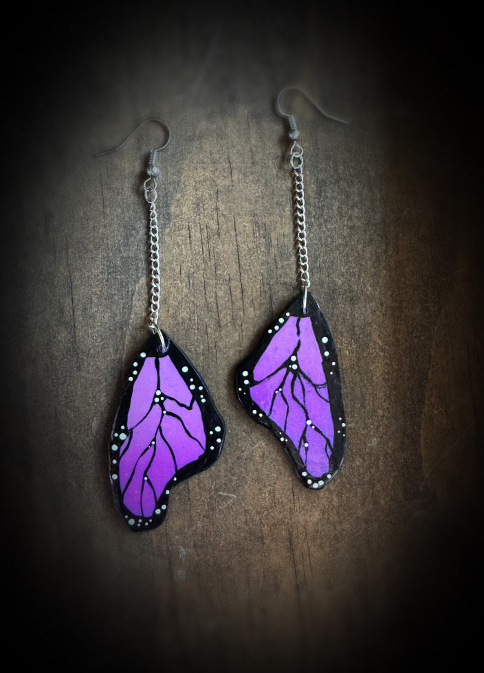 Handmade Polymer Clay Purple Butterfly Earrings