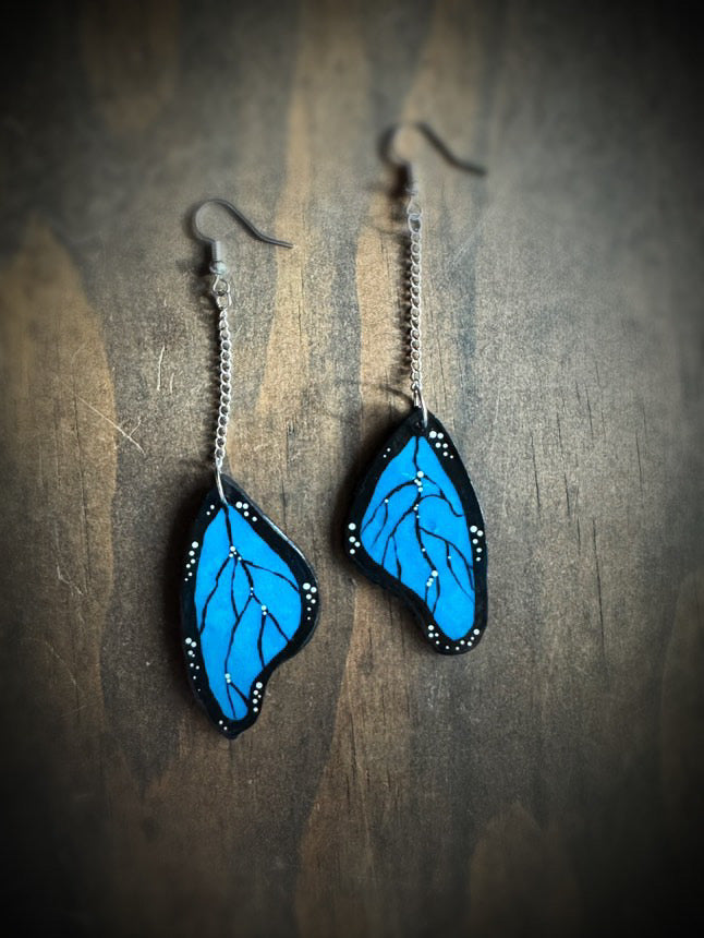 Handmade Polymer Clay Blue Butterfly Earrings